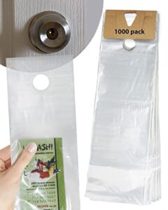 skywin 1000 door hanger bags 6 x 19 inches – clear door hanger bags protects flyers, brochures, notices, printed materials – waterproof and secure door knob hanger for outdoor use (1000)