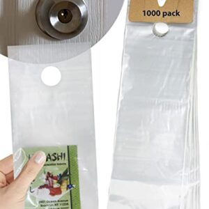 Skywin 1000 Door Hanger Bags 6 x 19 inches - Clear Door Hanger Bags Protects Flyers, Brochures, Notices, Printed Materials - Waterproof and Secure Door Knob Hanger for Outdoor Use (1000)