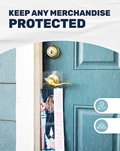 Skywin 1000 Door Hanger Bags 6 x 19 inches - Clear Door Hanger Bags Protects Flyers, Brochures, Notices, Printed Materials - Waterproof and Secure Door Knob Hanger for Outdoor Use (1000)