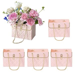 balins 5pcs paper flower gift bags bouquet bags box with handle florist bag handbag gift case wedding valentine’s day gift wrap bags (pink)