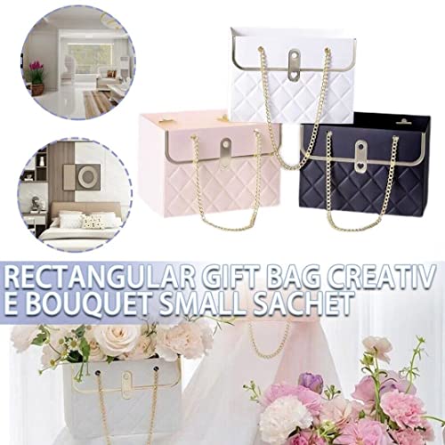 BALINS 5PCs Paper Flower Gift Bags Bouquet Bags Box with Handle Florist Bag Handbag Gift Case Wedding Valentine's Day Gift Wrap Bags (Pink)