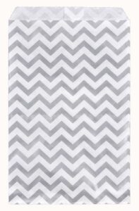 200 pcs chevron paper gift bags shopping sales tote bags 6″ x 9″ shimmering silver with caddy bay collection microfiber cleaning cloth