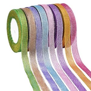 livder 8 rolls 1/2 inch width metallic glitter ribbon for holiday wedding birthday party decoration gift wrapping