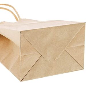 Juvale 50 Pack Small Brown Gift Bags with Handles, 3.5 x 2.4 x 6.3 Inch Bulk Kraft Paper Material Bags for Party Favors and Goodies