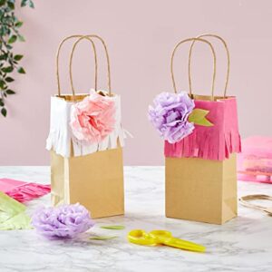 Juvale 50 Pack Small Brown Gift Bags with Handles, 3.5 x 2.4 x 6.3 Inch Bulk Kraft Paper Material Bags for Party Favors and Goodies