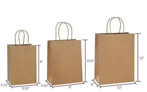 BagDream Kraft Paper Bags 5x3x8& 8x4.25x10& 10x5x13 25 Pcs Each, Gift Bags, Kraft Paper Gift Bags with Handles, Paper Shopping Bags, Retail Merchandise Bags, 100% Recyclable Paper Sack