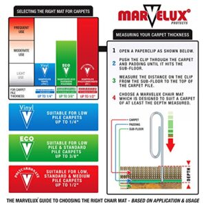 Marvelux Vinyl (PVC) Office Chair Mat for Very Low Pile Carpeted Floors 48" x 60" | Rectangular Transparent Carpet Protector | Multiple Sizes