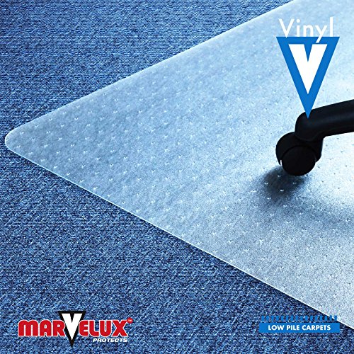 Marvelux Vinyl (PVC) Office Chair Mat for Very Low Pile Carpeted Floors 48" x 60" | Rectangular Transparent Carpet Protector | Multiple Sizes