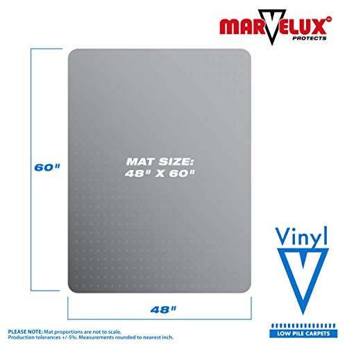 Marvelux Vinyl (PVC) Office Chair Mat for Very Low Pile Carpeted Floors 48" x 60" | Rectangular Transparent Carpet Protector | Multiple Sizes