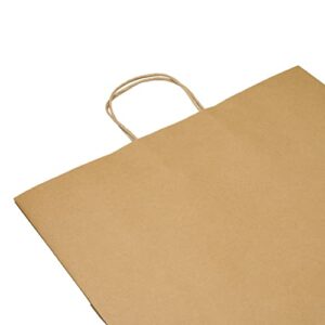 PTP BAGS Kraft Paper Bags With Handles, Brown Paper Bags for Special Occasions and Food Service, Tote Bag Set, 16 x 6 x 12.5 In, Natural, 100 Count