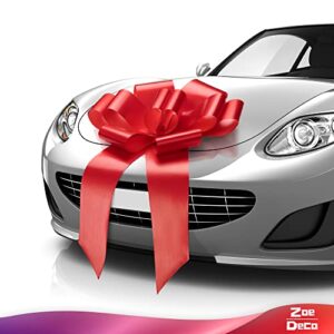 zoe deco pre-assembled car bow (red, 23 inch) gift bows, giant bow for car, birthday bow, huge car bow, car bows, big bow for gifts, christmas bows for cars, gift wrapping, big gift bow