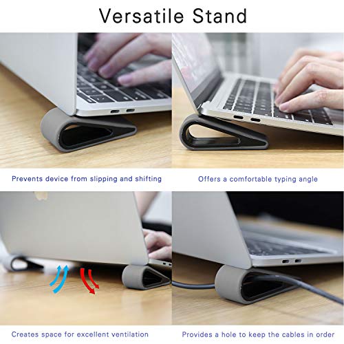 MoKo Universal Laptop/Computer Keyboard Stands,[4 Pack] Anti-Slip Silicone Tilting Wedge Riser Stable Kickstand,Ultra Compact Ventilated Tablet Stand Portable Elevation Feet for Notebook Keyboard-Gray