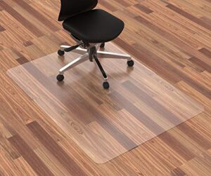 homek office chair mat for hardwood floor, 48” x 36” clear desk chair mat for hard floors, easy glide floor protector mat for chairs
