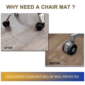 HOMEK Office Chair Mat for Hardwood Floor, 48” x 36” Clear Desk Chair Mat for Hard Floors, Easy Glide Floor Protector Mat for Chairs