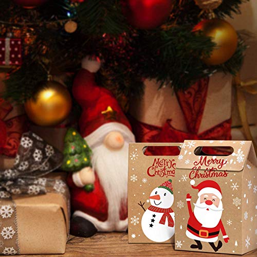 LOKIPA Christmas Kraft Paper Gift Bags, 24pcs Christmas Party Treat Goody Candy Boxes for Xmas Party Bag Fillers…