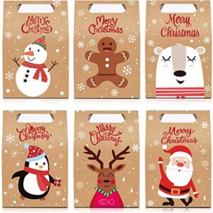 LOKIPA Christmas Kraft Paper Gift Bags, 24pcs Christmas Party Treat Goody Candy Boxes for Xmas Party Bag Fillers…