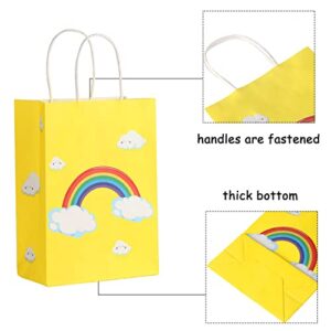 BLEWINDZ 32 Pieces Rainbow Goodie Bags Small Party Favor Bags with 32 Tissue Paper, 8.7" Small Gift Bags with Handles for Kids Birthday, Baby Shower, Colorful Party Supplies