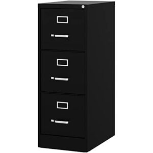 hirsh 22-in deep 3 drawer – letter width – vertical metal file cabinet – black – commercial grade – fully assembled