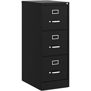 Hirsh 22-in Deep 3 Drawer - Letter Width - Vertical Metal File Cabinet - Black - Commercial Grade - Fully Assembled