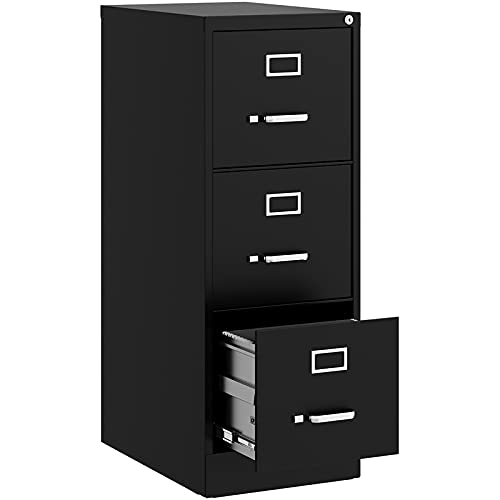 Hirsh 22-in Deep 3 Drawer - Letter Width - Vertical Metal File Cabinet - Black - Commercial Grade - Fully Assembled