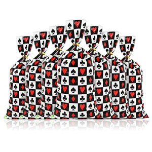 Lecpeting 100 Pcs Casino Treat Bags Poker Cellophane Plastic Candy Bags Casino Goodie Storage Bags Casino Party Favor Bags with Twist Ties for Casino Theme Birthday Party Supplies