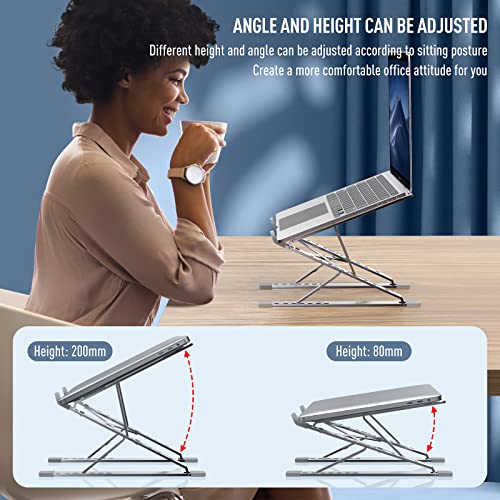VAJUN Laptop Desk Stand, Laptop Stand New, Portable Ergonomic Laptop Stand Compatible with MacBook Air Pro, HP, Lenovo, Dell, More 10-15.6" Laptops and Tablets (Silver)