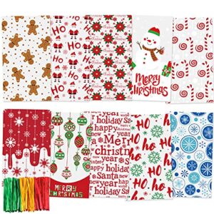colorbib christmas treat bags 170 pcs with 180 pcs twist ties gingerbread man and merry christmas pattern snack bags christmas cellophane bags for christmas party supplies 10 assorted styles