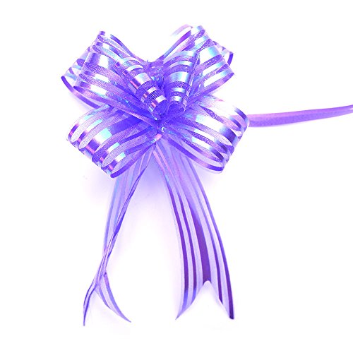 20 Pieces Gift Pull Bows Christmas Presents Glittering Wedding Gifts Wrap Strings Knot with Ribbon, Purple