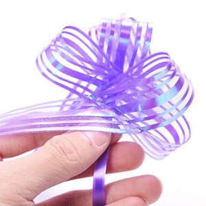 20 Pieces Gift Pull Bows Christmas Presents Glittering Wedding Gifts Wrap Strings Knot with Ribbon, Purple