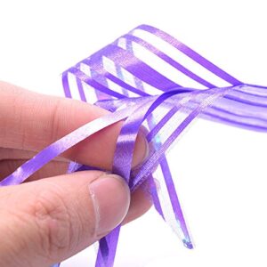 20 Pieces Gift Pull Bows Christmas Presents Glittering Wedding Gifts Wrap Strings Knot with Ribbon, Purple