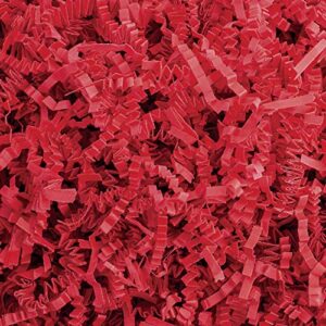 magicwater supply crinkle cut paper shred filler (1 lb) for gift wrapping & basket filling – red