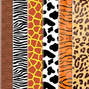 konsait animal prints wrapping paper, 12 sheets 29″ x 20″ leopard zebra giraffe tiger snakes cow patterns wrap packaging paper assortment for birthday holiday animal themed party decoration supplies