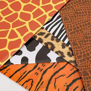 Konsait Animal Prints Wrapping Paper, 12 Sheets 29" x 20" Leopard Zebra Giraffe Tiger Snakes Cow Patterns Wrap Packaging Paper Assortment for Birthday Holiday Animal Themed Party Decoration Supplies