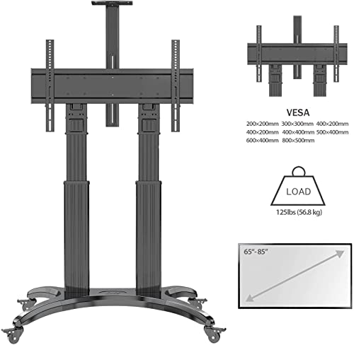 NB North Bayou Heavy Duty Aluminum Mobile TV Cart for 65-85 Inch Flat Screens, Rolling TV Stand with Load Capacity up to 125lbs AVF1800-70-1P(Black)