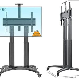 NB North Bayou Heavy Duty Aluminum Mobile TV Cart for 65-85 Inch Flat Screens, Rolling TV Stand with Load Capacity up to 125lbs AVF1800-70-1P(Black)