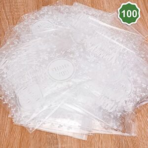Konsait 100Count Thank You Cookie Candy Treat Bags Self-Adhesive Sweets Biscuit Dessert Bags Plastic Bags Packaging Thank You Cellophane Gift Goody Bags for Bithday Summer Party Favors Supplies