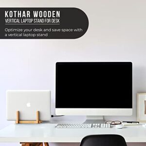 Kothar Wooden Vertical Laptop Stand for Desk, Vertical Laptop Holder, Bamboo, Desktop Dock for Apple MacBook, Microsoft Surface, iPad, Tablets and More