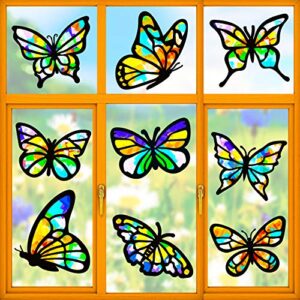 9 pieces spring summer suncatcher kit, butterfly suncatchers tissue paper butterfly suncatchers craft with 12 colors large tissue paper for kid art craft diy window art party favors