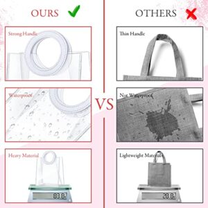 10 Pcs Clear PVC Gift Bags, Transparent PVC Handbag, Heavy Duty Reusable Gift Bags with Handles Clear Plastic Gift Bags Gift Wrap Bags for Bridal Baby Shower Wedding Shopping Bags, 8 x 7 x 4 Inch