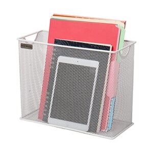 Mind Reader FILEBASK-WHT Metal Mesh Storage Letters, Documents, Folders, Office Organization, White File Basket