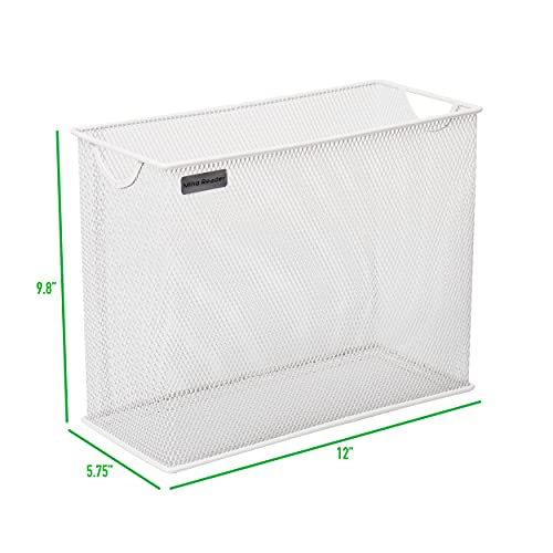 Mind Reader FILEBASK-WHT Metal Mesh Storage Letters, Documents, Folders, Office Organization, White File Basket