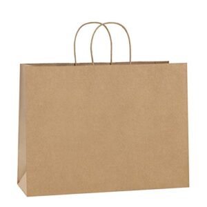 bagdream 100pcs 16x6x12 inches kraft paper bags with handles bulk gift bags shopping bags for grocery, merchandise, recycled large brown paper bags