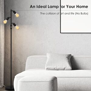 BoostArea Tree Floor Lamp, Industrial Floor Lamp, Modern Standing Lamp with Adjustable 3 Light, E26 Socket, Rotary Switch, Minimalist Metal Stand Up Lamp Pole Lamps for Living Room, Bedroom(No Bulbs)