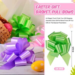 64 Pcs Easter Gift Pull Bows, Large 6 Inch Gift Wrapping Bows for Gift Easter Basket, Gift Bag, Box Wrapping Decor, Florist Packaging, Easter, Christmas