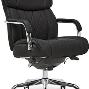 La-Z-Boy Sutherland Quilted Leather Executive Office Chair with Padded Arms, High Back Ergonomic Desk Chair with Lumbar Support, Black Bonded Leather