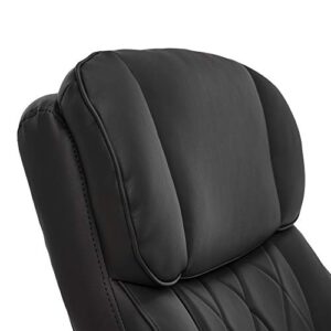 La-Z-Boy Sutherland Quilted Leather Executive Office Chair with Padded Arms, High Back Ergonomic Desk Chair with Lumbar Support, Black Bonded Leather