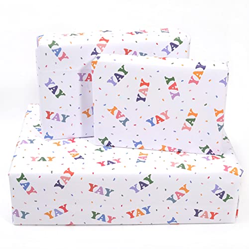 CENTRAL 23 - 'YAY' Wrapping Paper - 6 Gift Wrap Sheets - Multi Coloured Gift Wrap - Birthday Wedding New Baby - Recyclable