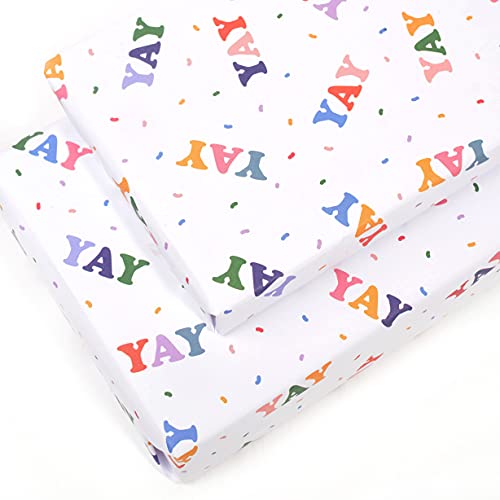 CENTRAL 23 - 'YAY' Wrapping Paper - 6 Gift Wrap Sheets - Multi Coloured Gift Wrap - Birthday Wedding New Baby - Recyclable