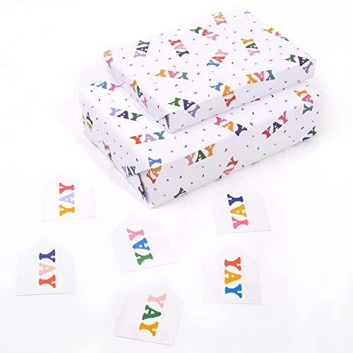 CENTRAL 23 - 'YAY' Wrapping Paper - 6 Gift Wrap Sheets - Multi Coloured Gift Wrap - Birthday Wedding New Baby - Recyclable