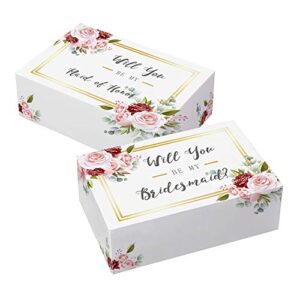 bridesmaid proposal box set 6 pack – 1 maid of honor proposal box and 5 will you be my bridesmaid boxes flower print bridesmaid gift boxes bridal wedding present